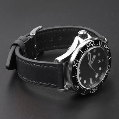 JUNGHELE leather watch bands for men and women, Quick Release leather watch strap with Silver Buckle watch leather strap,Black 18mm watch band WBG0219