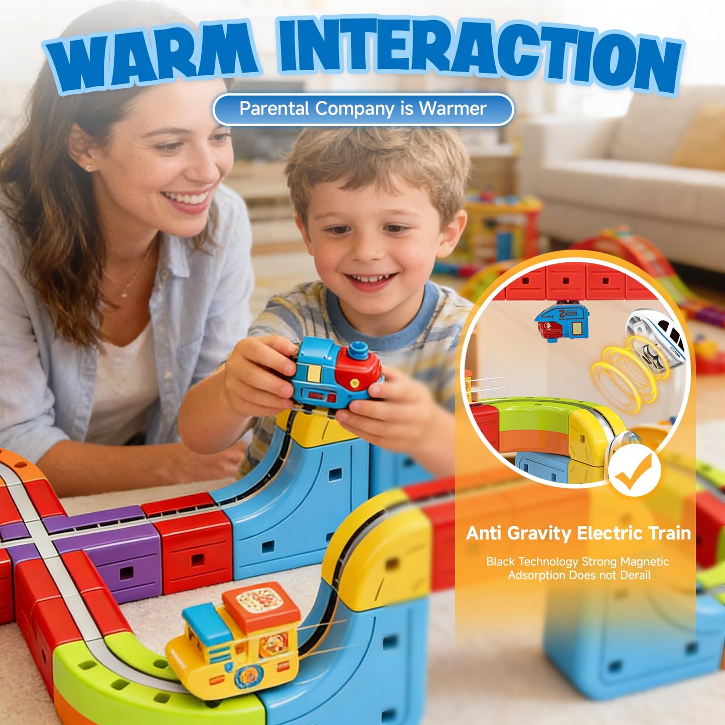 Electric Magnetic Train Toys Set- Flexible Race Track for Kids 3 4 5 6 7 8,stem Gravity Magnetic Roller Car Track for Toddlers,3D Infinity Cube Track Learning Gift Anti-Gravity Design,88 Pcs/2 car