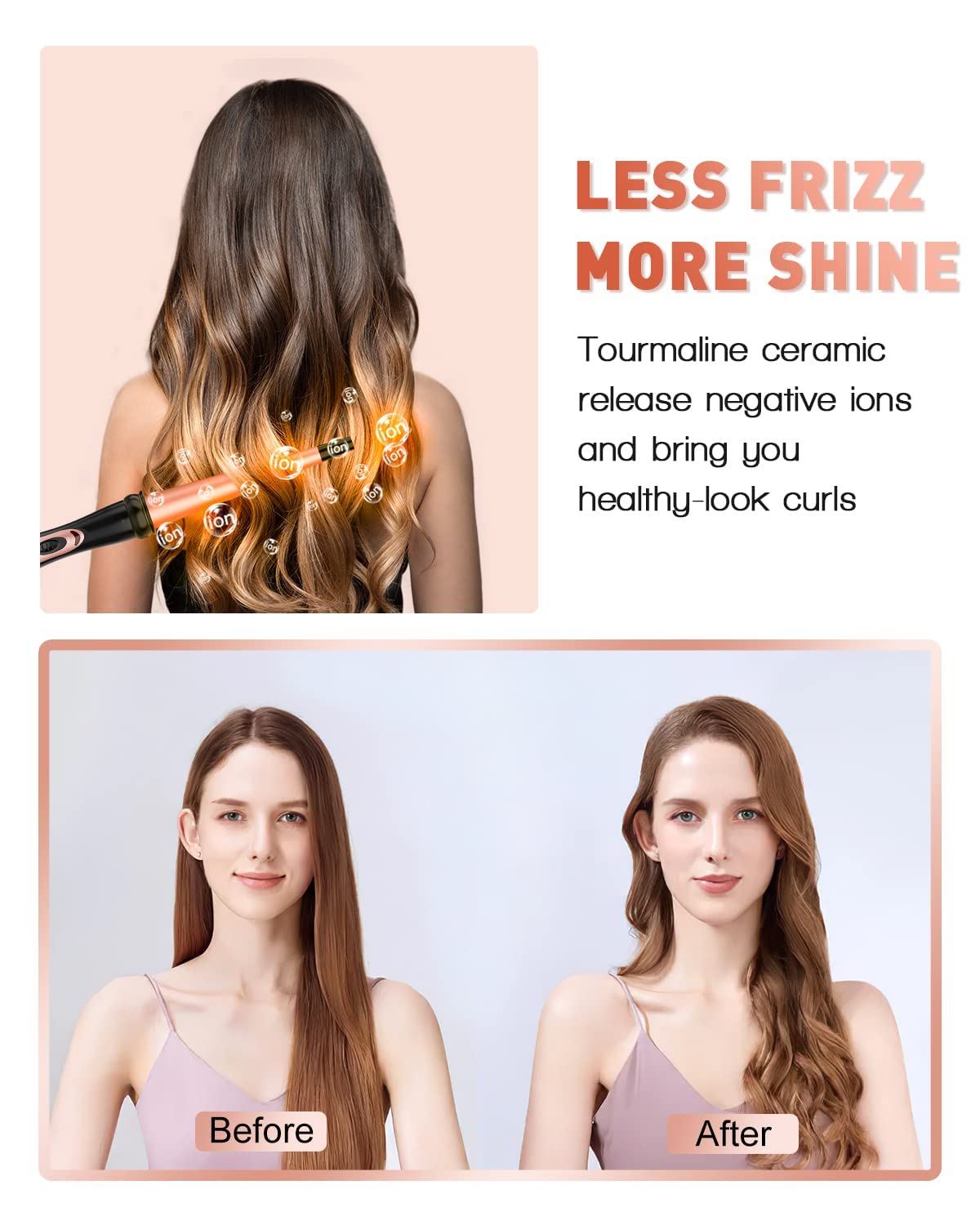 Long Barrel Curling Iron Wand Set, BESTOPE PRO 6 in 1 Curling Wand Set with Ceramic Barrel for Long/Medium Hair, 0.35"-1.25" Interchangeable Hair Wand Curler, Dual Volts, Include Glove & Clips - Black
