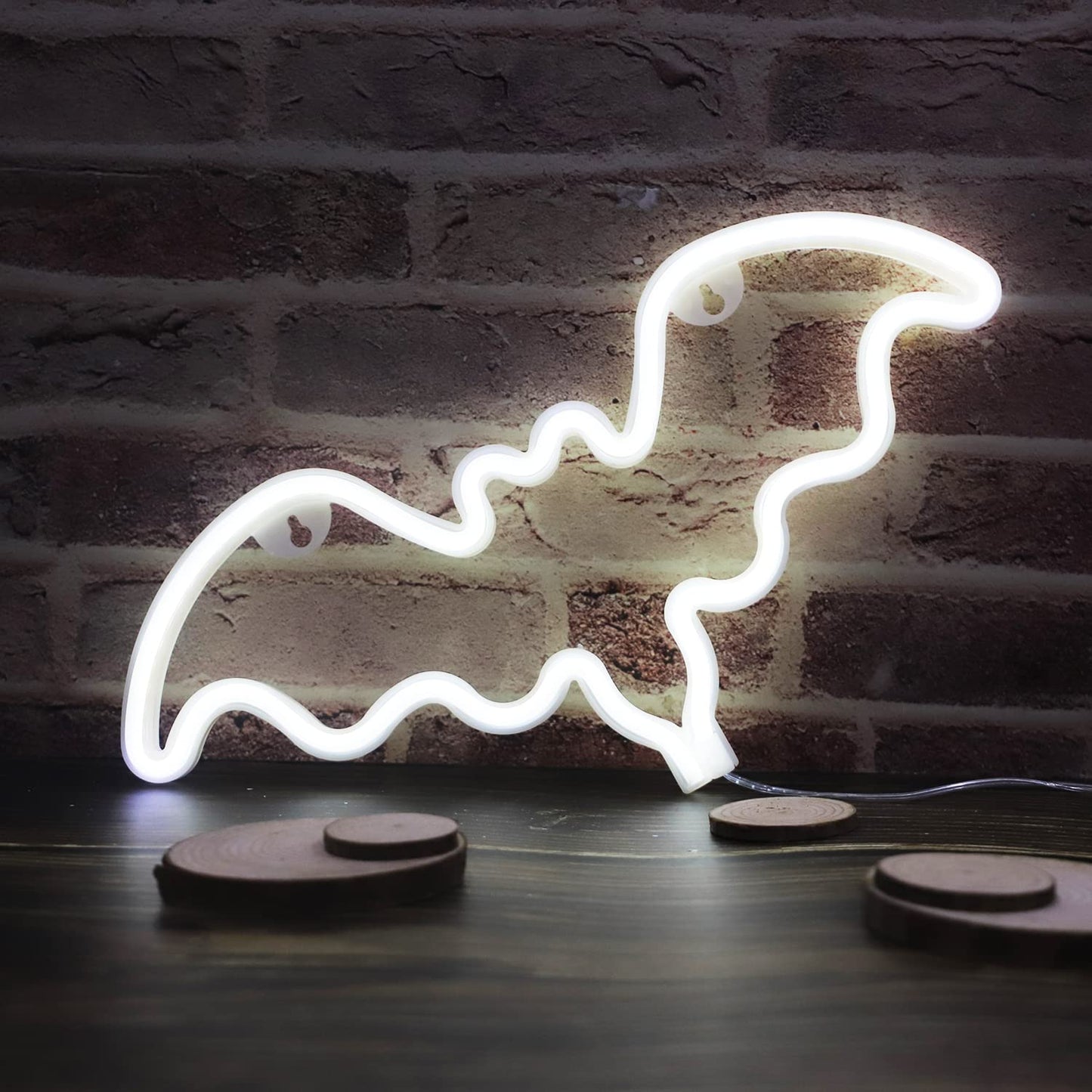 Vicila Bat Neon Signs Halloween Night Lights, LED Neon Lights Spooky Gifts Bat Shape Goth Lamp for Wall, Festival, Party Teens Bedroom, Christmas Decor-Bat(White)