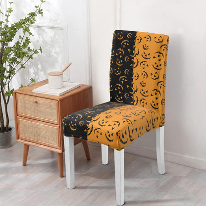 Qeenking 4 Pcs Halloween Dining Chair Covers, Spooky Pumpkin Stretch Removable Washable Seat Slipcovers, Horror Scary Kitchen Dining Room Hotel Decor