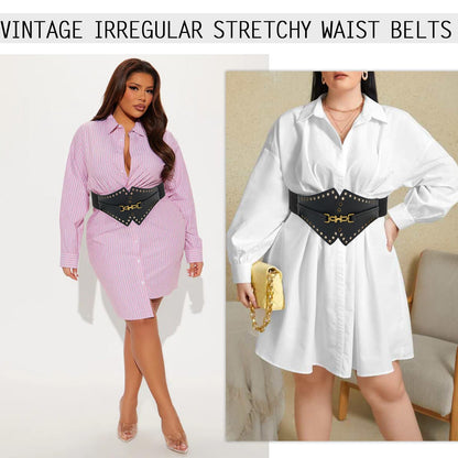 BAOKELAN Women Wide Elastic Belt Vintage Irregular Stretchy Waist Belts for Dresses Black 100CM