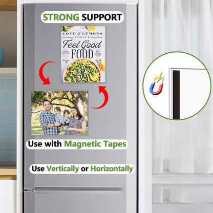 10 Pcs Wall Sign Holder 8.5"x11" Magnetic Sign Holder, Rigid Print Protectors with Adhesive & Magnetic Tapes, Wall Mount Plastic Paper Holder for Office Store Home Window Display (Clear)