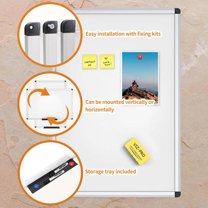 VIZ-PRO Magnetic Whiteboard/Dry Erase Board, 48 X 24 Inches, Includes 1 Eraser & 2 Markers & 4 Magnets