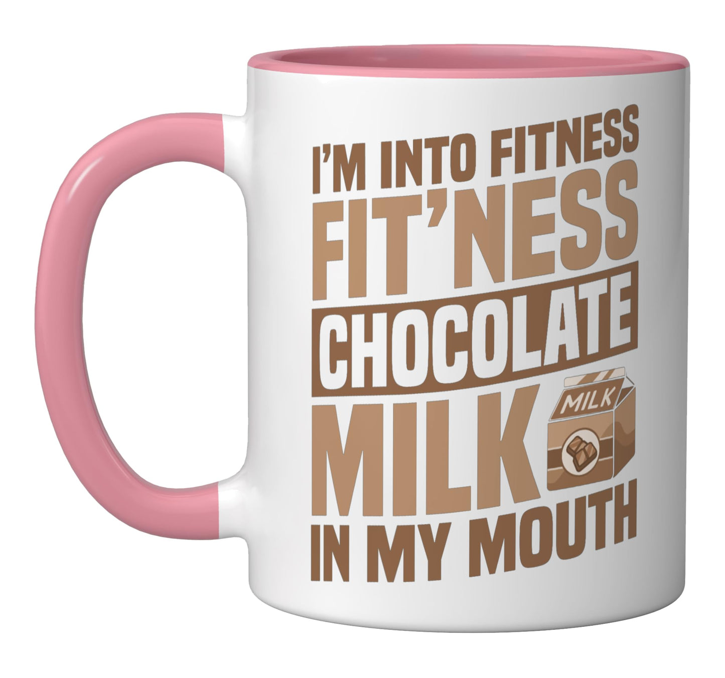 Fit'Ness Chocolate Milk In My Mouth Halloween Cocoa Ceramic Mug, Pink/White