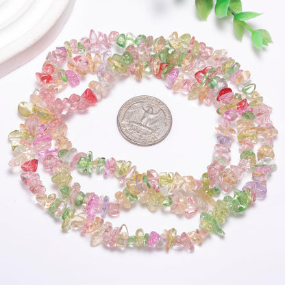 200pcs Multicolor Glass Crystal Chip Beads 5-8mm Irregular Pre-Drilled 30-inch Strand Healing Crystal Bead for DIY Jewelry Making Bracelet Necklace Chakra Crafts