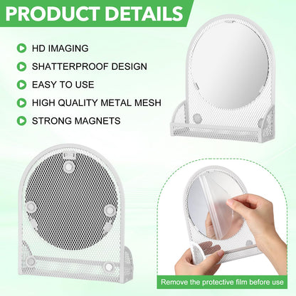 CroBlissful Set of 3 Magnetic Locker Accessories Include Mirror with Bottom Tray Magnetic Whiteboard with 2 Markers and Mesh Storage Basket for Students School Office Locker Organizer(White)