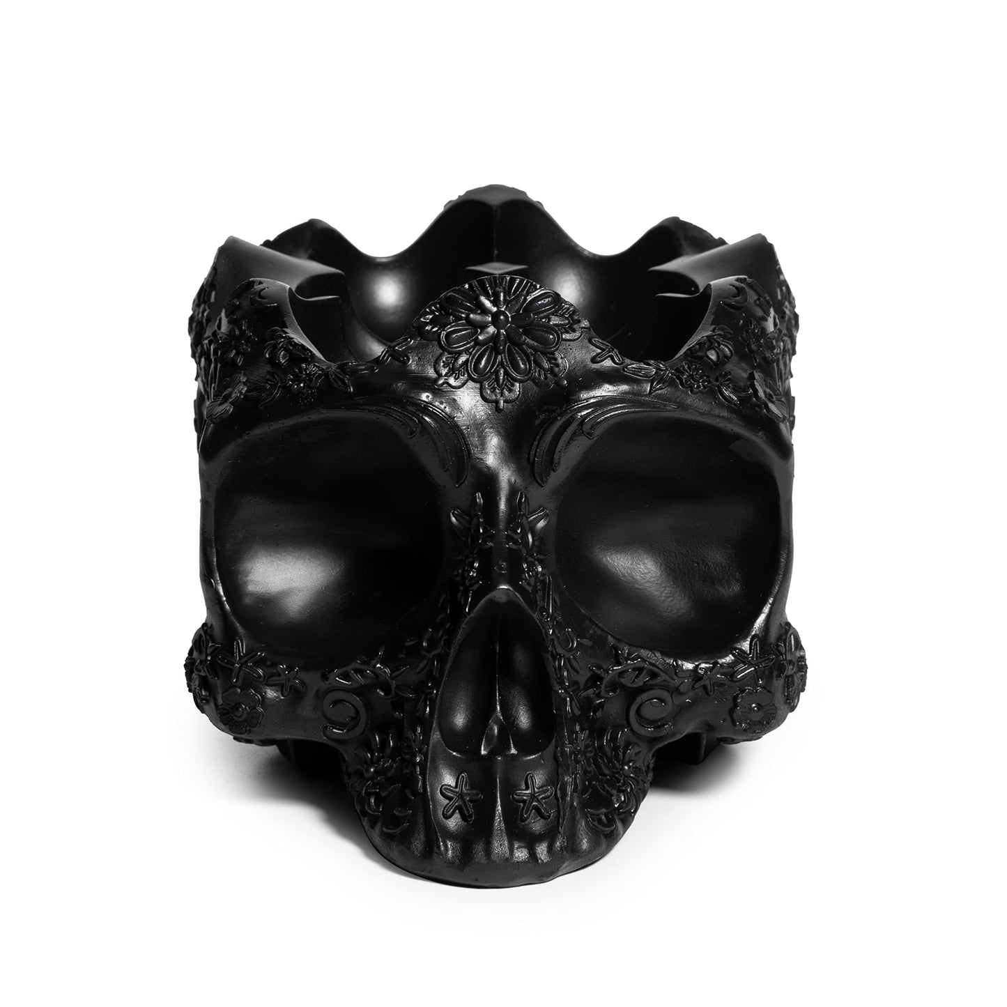 Skull Egg Holder Container Bowl 6" H Half Dozen Decorative Skeleton Egg Keeper Storage Display Organizer Tray, Gothic Kitchen Countertop Breakfast Serving Dish, Spooky Halloween Home Decor Gift Items