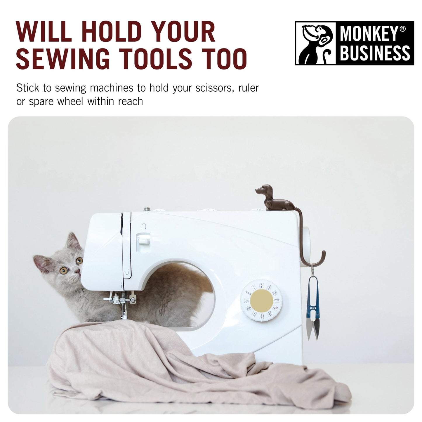 Monkey Business Rusty The Dog Tail Hook for Computer Screen, Desk Headphone Hanger Organizer Decorative Hooks, Adhesive Hook for Hanging Keys Cables Hats and Computer Accessories