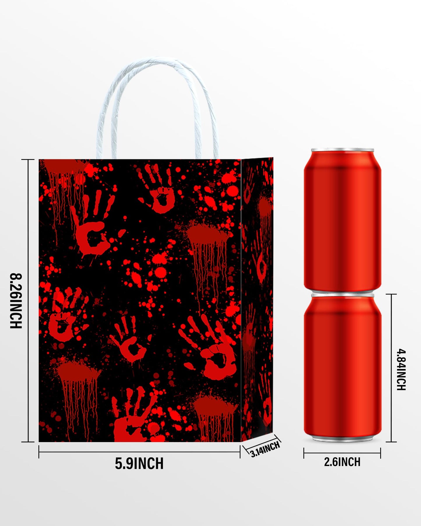Roselush 16Pcs Bloody Goodie Gift Bags - Horror Bloody Handprint Party Favor Treat Bags for Bloody Birthday, Scary Movie Birthday Decorations, Serial Killer Halloween, Slasher Party Decorations