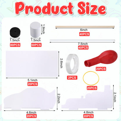 Sonwyoung 20 Sets Car Balloon DIY Steam Kits Balloon Power Car Kits Recoil Car for Kids Classroom Stem Educational and Science Activities