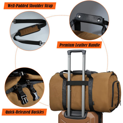 WELKINLAND 2-Suit Garment Duffle Bags for Travel Men, 60L-Large Carry on Garment Duffel Bag, Convertible Garment Duffel Bag w/Shoe Compartment, Foldable Garment Bags for Hanging Clothes Travel