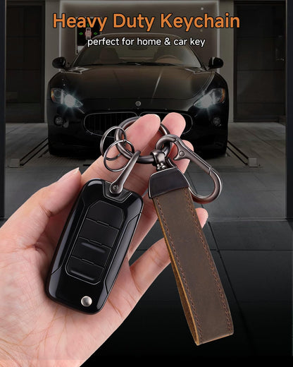 Teskyer Leather Gifts for Men, Premium Leather Gift Set with Slim Wallet, Travel Luggage Tag & Car Keychain, Elegant Gift Box for Father's Day, Birthday, Anniversary, Retirement & Graduation - Coffee