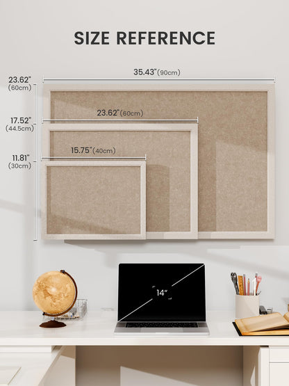 Fluxynara Bulletin Board with Oatmeal Frame, 23.6" x 17.5" Cork Board Alternative with 12 Safe Removable Adhesive Tabs, Foldable Felt Pin Board for Home Office, Classroom—Deep Camel