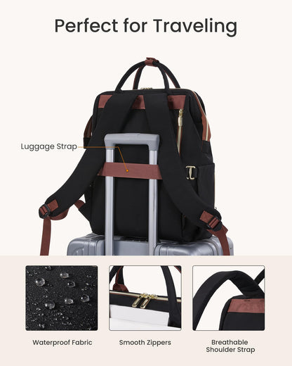 LOVEVOOK Laptop Backpack for Women with Giant Tumbler Holder Pocket, 15.6 inch Travel Work Bag Purse for Nurse Teacher, Waterproof Casual Daypack Bookbag for College Business