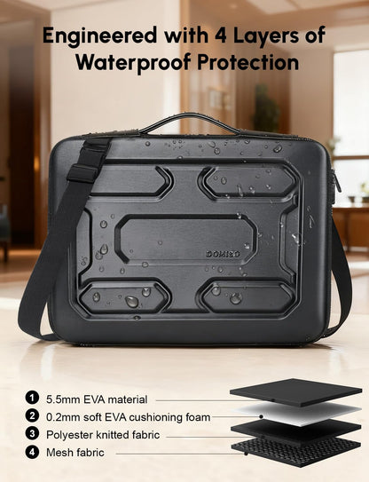 DOMISO 17 inch Laptop Sleeve Shoulder Bag Shockproof Computer Bag Waterproof EVA Protective Carrying Case for 17.3" MSI GS73VR Stealth Pro/Lenovo IdeaPad 321/HP Envy 17/LG Gram 17"/ROG Strix GL702VS