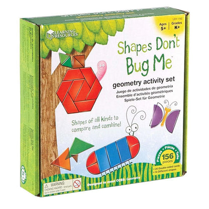 Learning Resources Shapes Don't Bug Me - Geometry Activity Set - 136 Pieces, Ages 5+ Learning Math Games for Kids, Back to School Activities, Classroom Games for Teachers