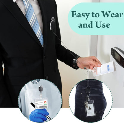 Honoson 50 Pcs Heavy Duty Retractable Badge Reels Batch ID Badge Holder Retractable Clip Bulk Key Holder with Ring for Office Worker Employee, Doctor Nurse Gifts (Black)