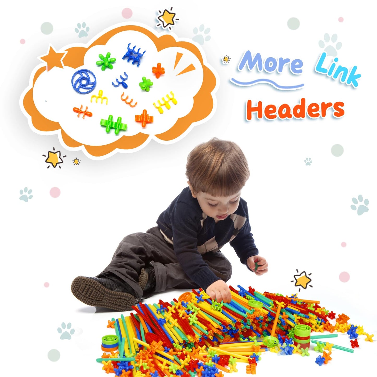 Ggiibro Straw Constructor Toys 1200Pcs STEM Building Toys Aged for 3 4 5 6 7 8+ Interlocking Plastic Toys Preschool Engineering Thin Tube Blocks Toy Educational Toy Kit for Classroom Kids Toys Set