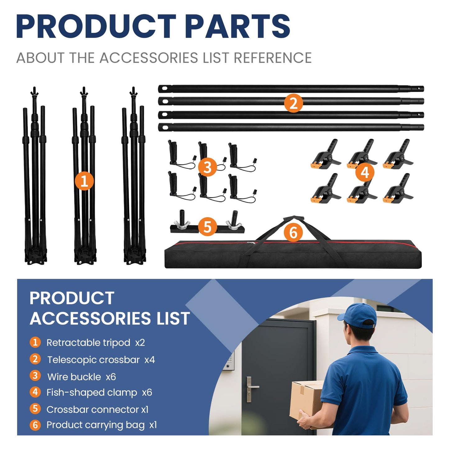 Jiang&Rong 8.5 x 20ft (H x W) Adjustable Photo Backdrop Stand Kit, Large Photography Background Stand with 308°Angle Rotatable Connector for Wedding, Birthday, Party