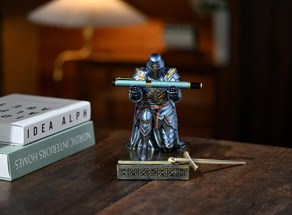Medieval Templar Vanguard Officer Knight Pen Holder Desk Organizers Blue