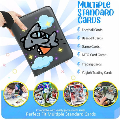 Card Binder 4 Pocket, Trading Card Holder Fits 400 Cards With 50 Removable Sleeves, Portable Collection Card Ablum, Game Card Case book With Zipper for Gift - Deep Grey