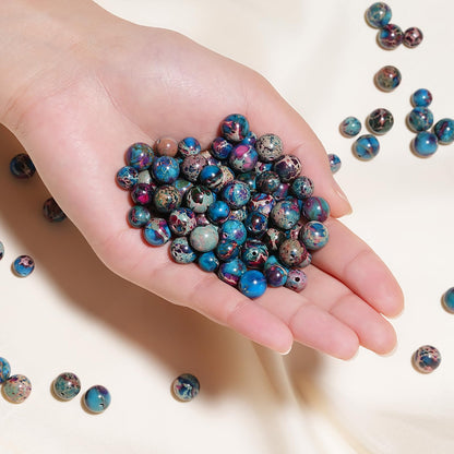 8mm Natural Blue Imperial Jasper Gemstone Beads Polished Round Smooth Stone Beads for Bracelets Jewelry Making 15inch Loose Beads