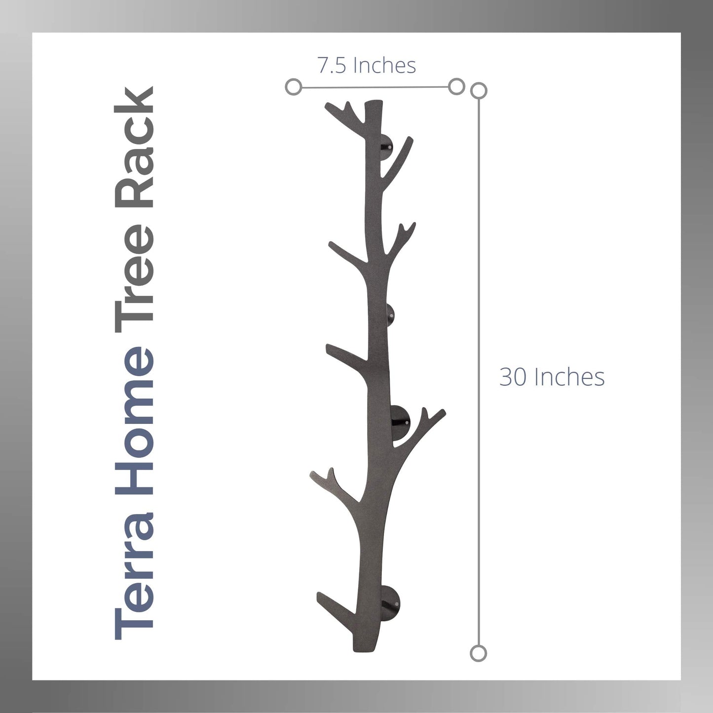 TERRA HOME Tree Branch Coat & Hat Rack Wall Mount with 8 Vertical Hooks for Caps, Coats, Purse & More Modern Storage Dog Leash Holder Decorative Wall Hooks Vertical