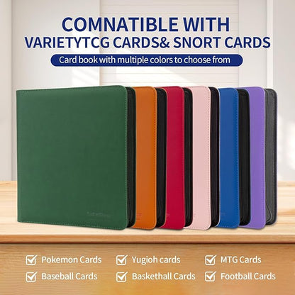 Card Binder – 720 Capacity, Zippered Trading Card Holder for MTG, Sports & Collectible Cards – Acid-Free, Durable & Travel-Friendly Storage (Green dots, 12 Pocket)