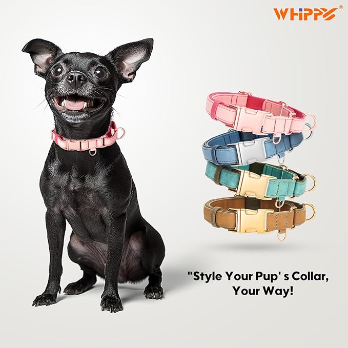 WHIPPY Vegan Leather Dog Collar No Slip Martingale Dog Collar with Quick Release Metal Buckle