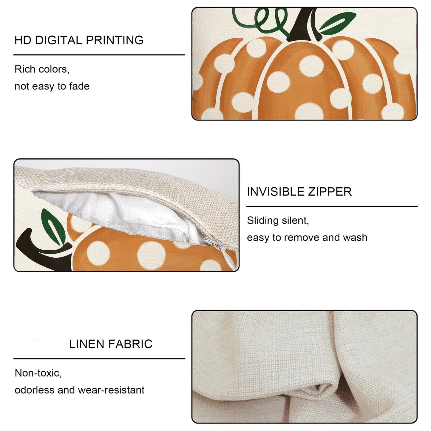 MAZSHTTD Fall Pillow Covers 18x18 Inch Polka Dots Pumpkin Outdoor Decorative Throw Pillow Covers for Fall Thanksgiving Halloween Home Decor Pillows Pillow Covers for Couch Sofa