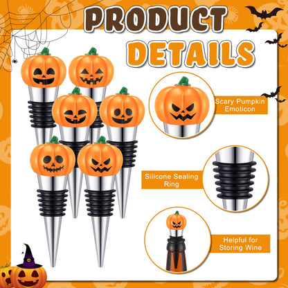 Blosssound 24 Pcs Halloween Wine Stopper Party Favors for Adults Bulk Glow in Dark Pumpkin Wine Corks Halloween Goodie Bags Stuffers Wine Accessories Gift for Host