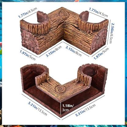 Aquarium Underground Corner Cave, Natural-Looking Wood-Like Viewing Fish & Shrimp Under Gravel Tunnel Fish Tank Decor Decoration Hideout for Corydora Catfish, Kuhli Loach, Pleco