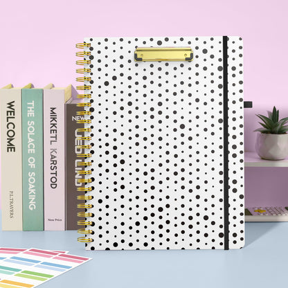 Sooez Clipboard with Refillable Notepad, Clipboard Folder with 10 Storage Pockets for Letter Size, Spiral Clipboard Notebook, Cute Portfolio for School Office Nursing