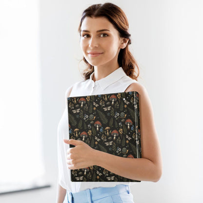 Mushroom Round Ring Binders 1.5 Inch Leaves Flower Berry Daisy 3 Ring Clipboard Binder for Office School Work Supplies File Folder Document 200 Sheet Capacity Easy Open
