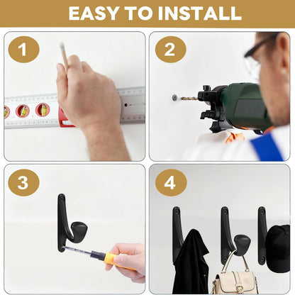 Tebgeag 10 Pack Wall Hooks for Hanging, Heavy Duty Metal Coat Hooks Wall Mount, Easy to Install Black Hooks for Entryway, Bathroom, Towels, Robes, Backpacks(Black)