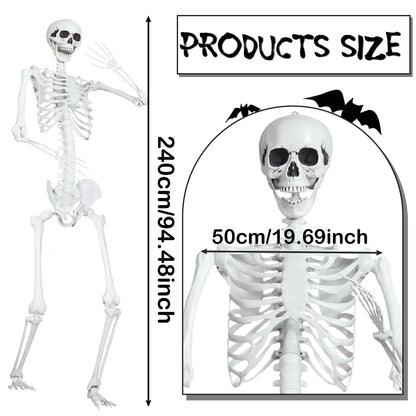 LOSFOTBO 7.9Ft/240cm Giant Skeleton Poseable Skeleton Realistic Full Body Bones for Halloween Decorations