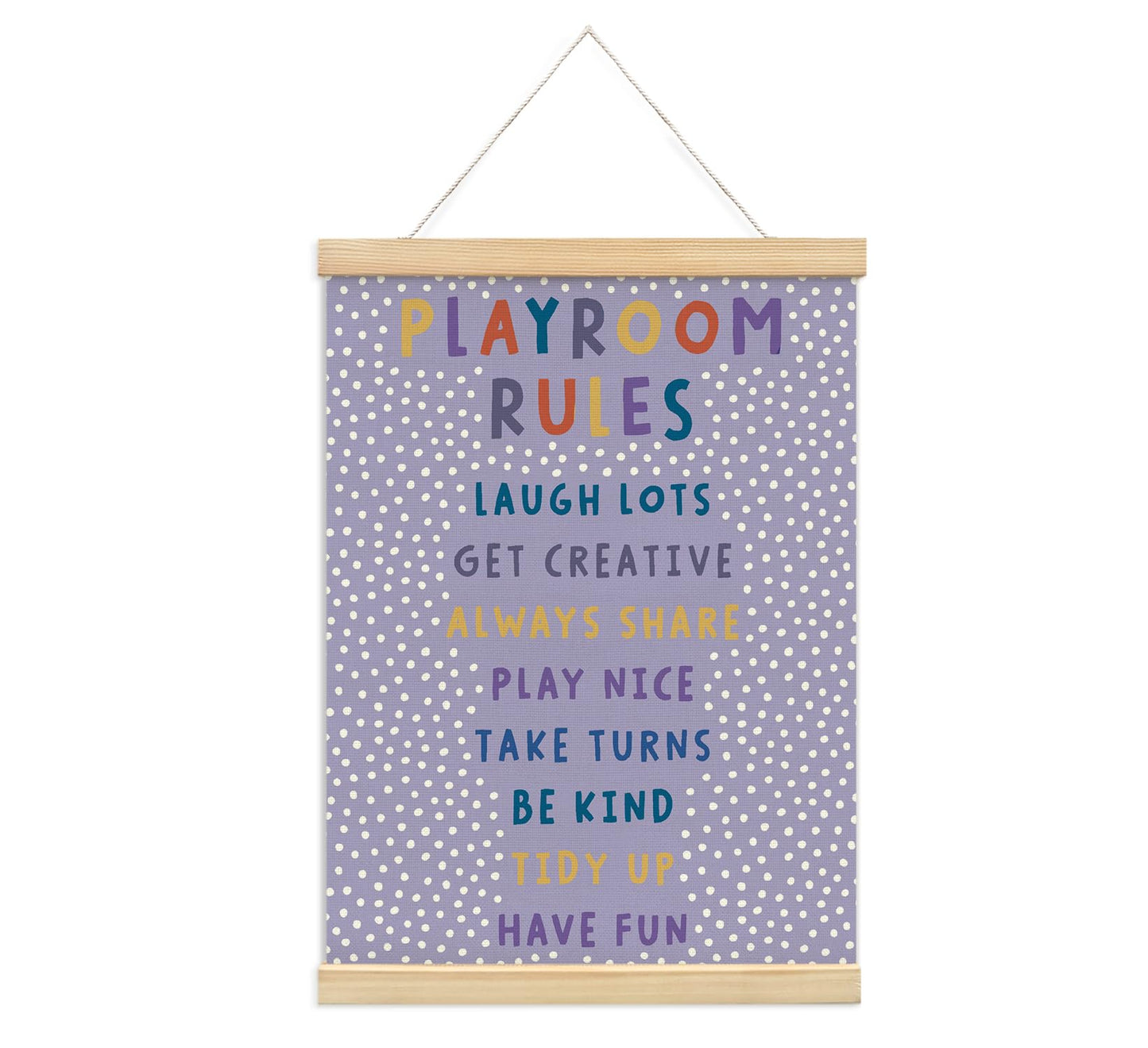 Playroom Kids Tollder Room Wall Decor, Play Room Rules Wall Decor for Kids Play Game Room Bedroom Nursery Home School Playroom Essentials, Canvas Hanging Banner Wood Poster Frameds(purple)