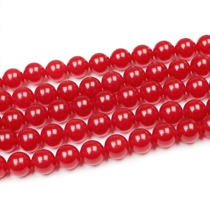 MJDCB Natural Red Jade Round Loose Beads for Jewelry Making DIY Bracelet Necklace (12mm)