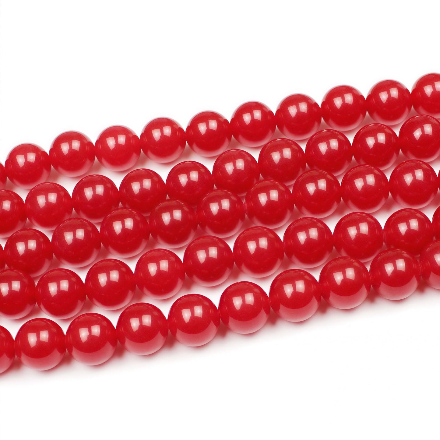 MJDCB Natural Red Jade Round Loose Beads for Jewelry Making DIY Bracelet Necklace (8mm)