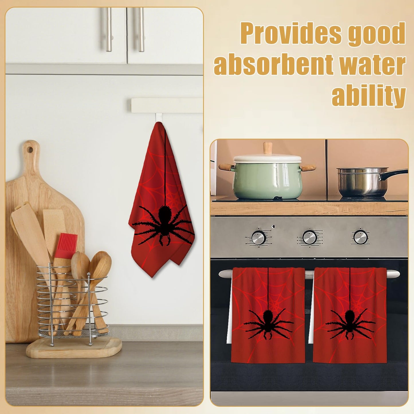 ANTJOO Spider Web Hand Towels for Bathroom，Set of 2 Soft Absorbent Breathable Halloween Bath Hand Towel for Bathroom Kitchen Hotel Gym 28 x 14 in