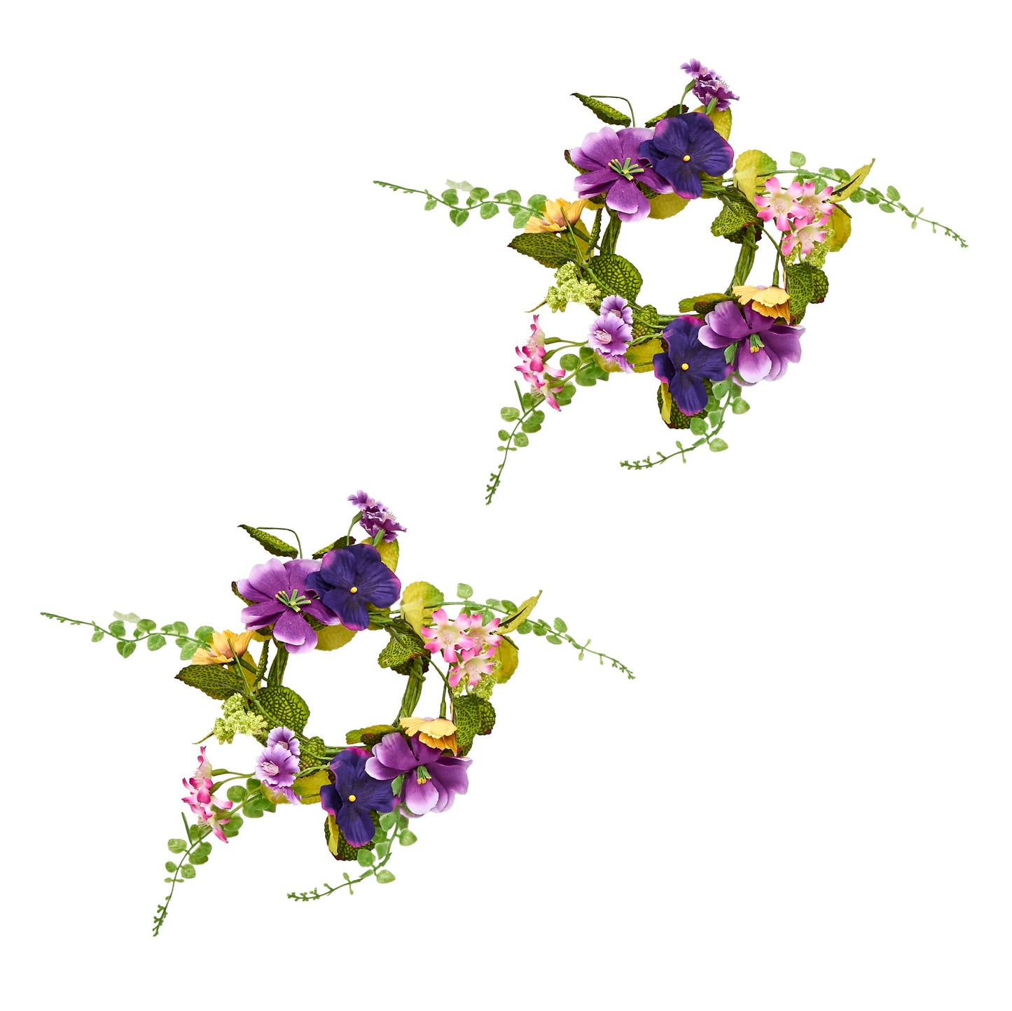 Worth Imports 11" Pansy Candle Ring, Purple,Pink,White,Green,Yellow 2 Count (Pack of 1)
