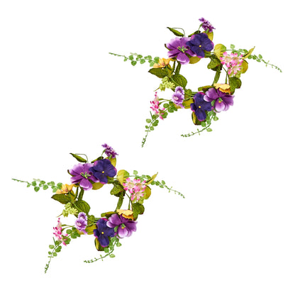 Worth Imports 11" Pansy Candle Ring, Purple,Pink,White,Green,Yellow 2 Count (Pack of 1)