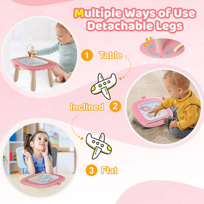 Kikidex Magnetic Drawing Board, Toddler Girl Toys for 1-3 Year Old, Doodle Board Pad Learning and Educational Toys for 1 2 3 Year Old Baby Kids Birthday Gift (Soft Pink)