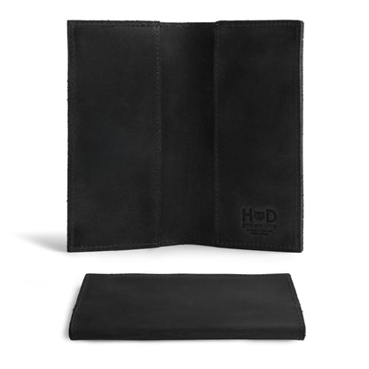 Hide & Drink, Checkbook Cover, Minimalist Organizer for Personal or Business Finances, Bill Holder, Full Grain Leather, Handmade, Charcoal Black