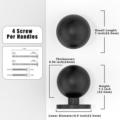 Asimerdeco 10 Pack Matte Black Round Kitchen Cabinet Knobs and Drawer Knobs