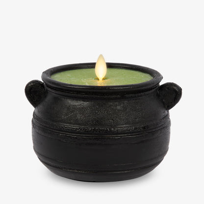 Luminara Green Potion Flameless LED Candle Cauldron Frosted Matt Black Painted Halloween Decoration Moving Flame Candle 5.7" x 4.25"