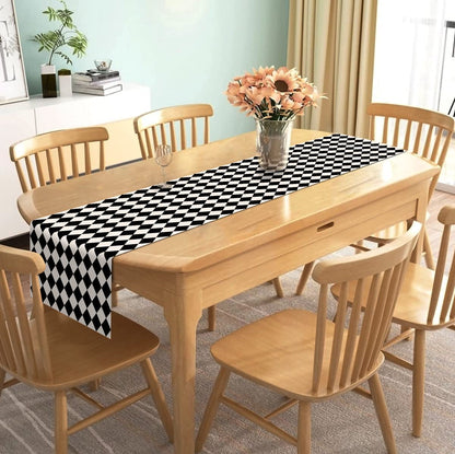 Nepnuser Black and White Harlequin Table Runner 108 Inches Long Diamond Lattice Tea Themed Party Decorations Kitchen Dining Room Home Decorations