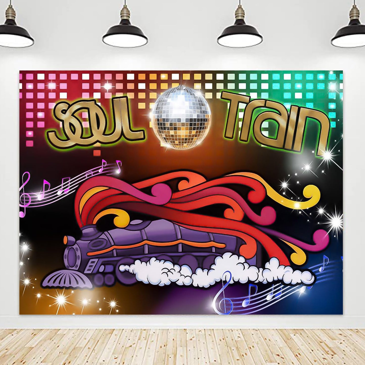 Qian 10x8FT 70's and 80's Disco Dancing Prom Party Decor Photo Background 70's Theme Photography Backdrop Neon Glow Photo Background Studio Props Banner
