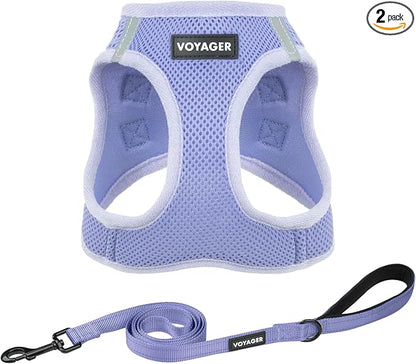 Best Pet Supplies Voyager Step-in Air All Weather Mesh Harness and Reflective Dog 5ft Leash Combo with Neoprene Handle, for Small, Medium and Large Breed Puppies - Lavender, XS